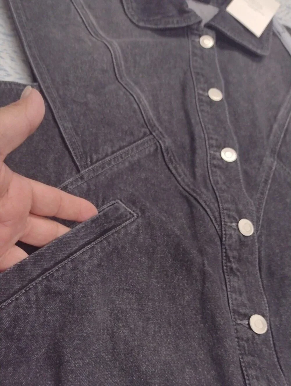 NEW Washed Black Denim Button-Front Sleeveless Vest